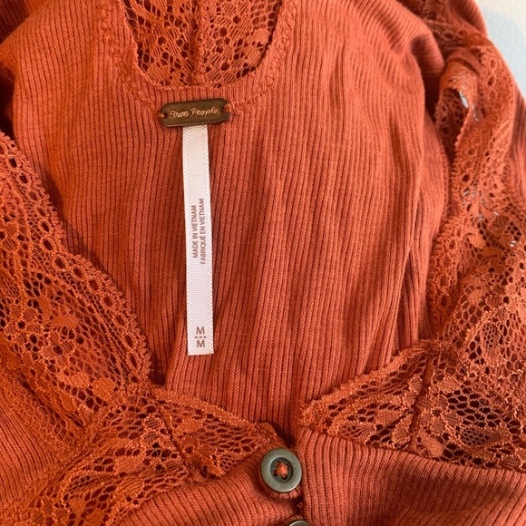 Free People Backless Orange Dress with Lace Detail - Picture 5 of 6